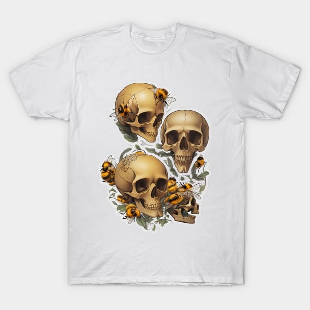 Skull with the honeybees T-Shirt by Spaceboyishere